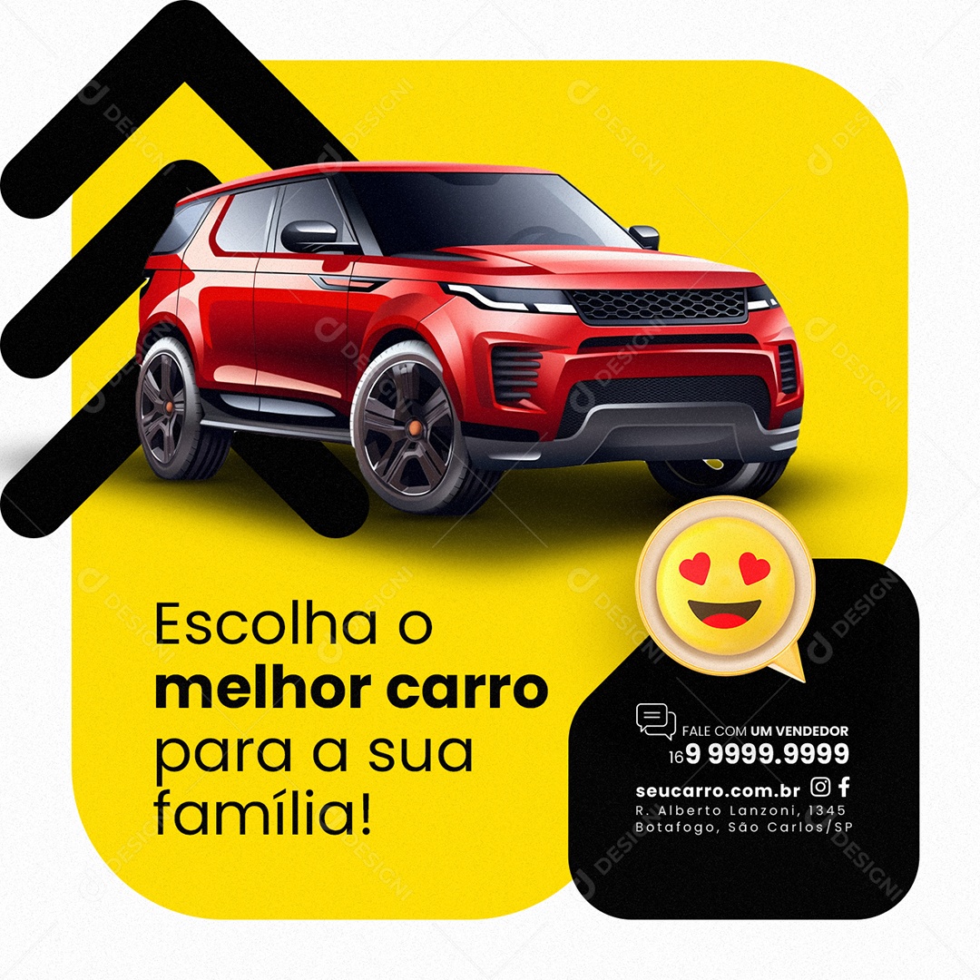 Agencia de Veículos Escolha o melhor carro para a sua família Social Media PSD Editável