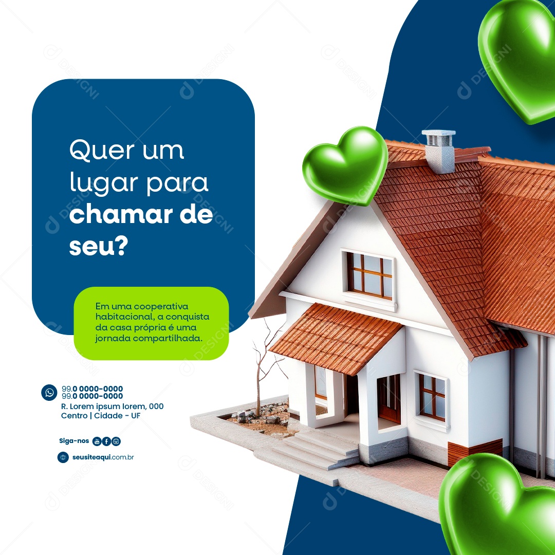 Cooperativa Habitacional Quer uma lugar para chamar de seu Social Media PSD Editável