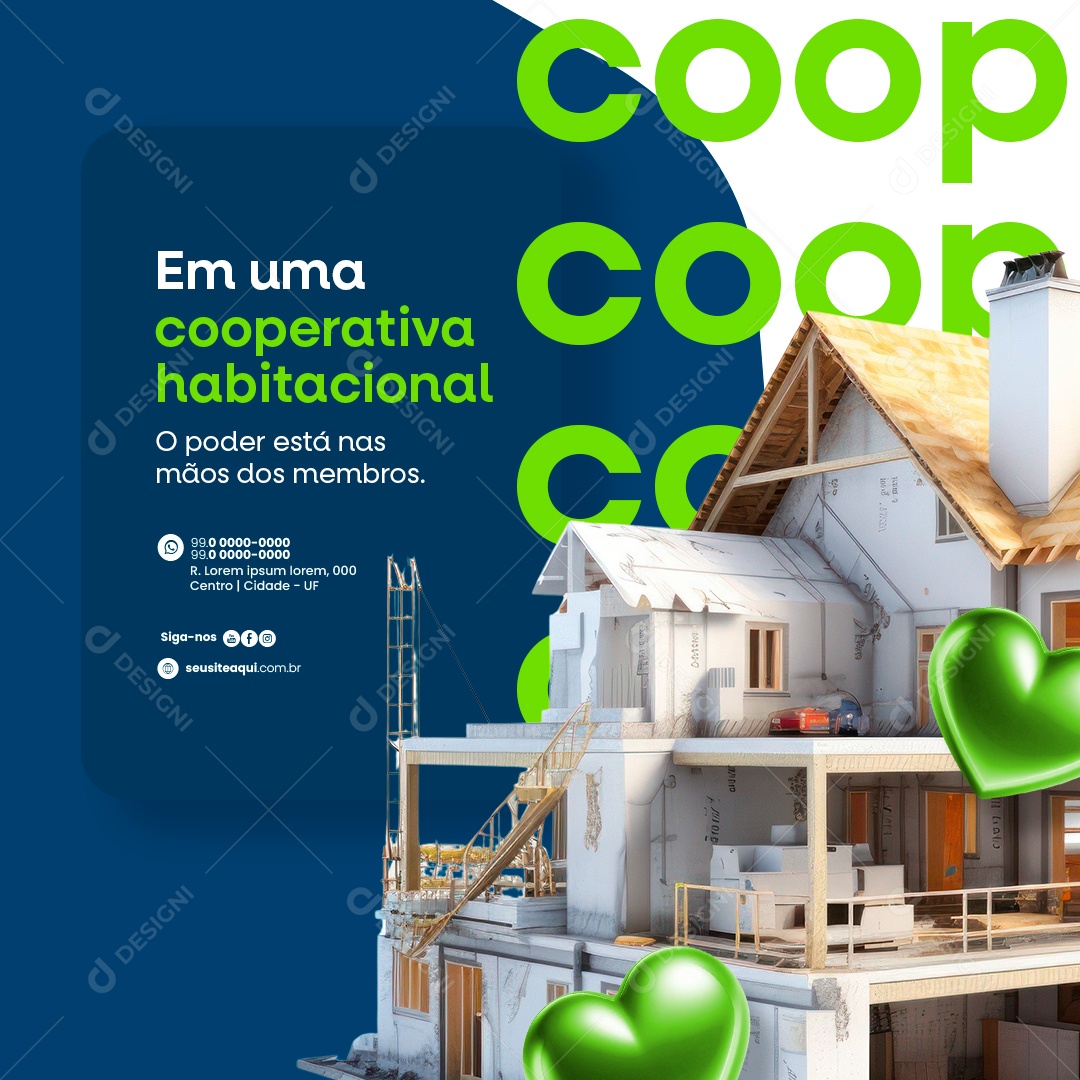 Em uma cooperativa habitacional O poder está nas mãos dos membros Social Media PSD Editável