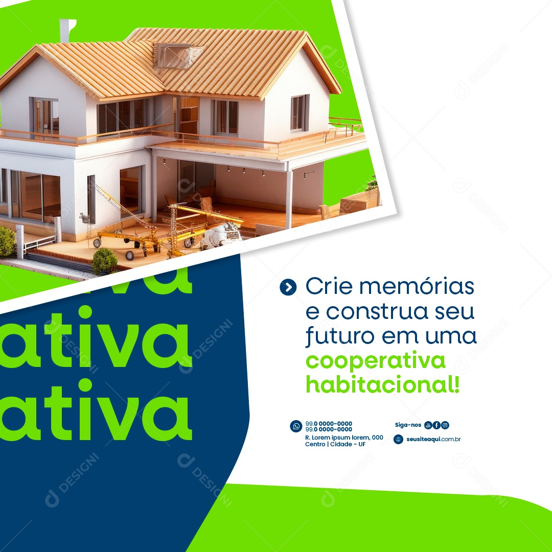 Crie memórias e construa seu futuro em uma cooperativa habitacional Social Media PSD Editável