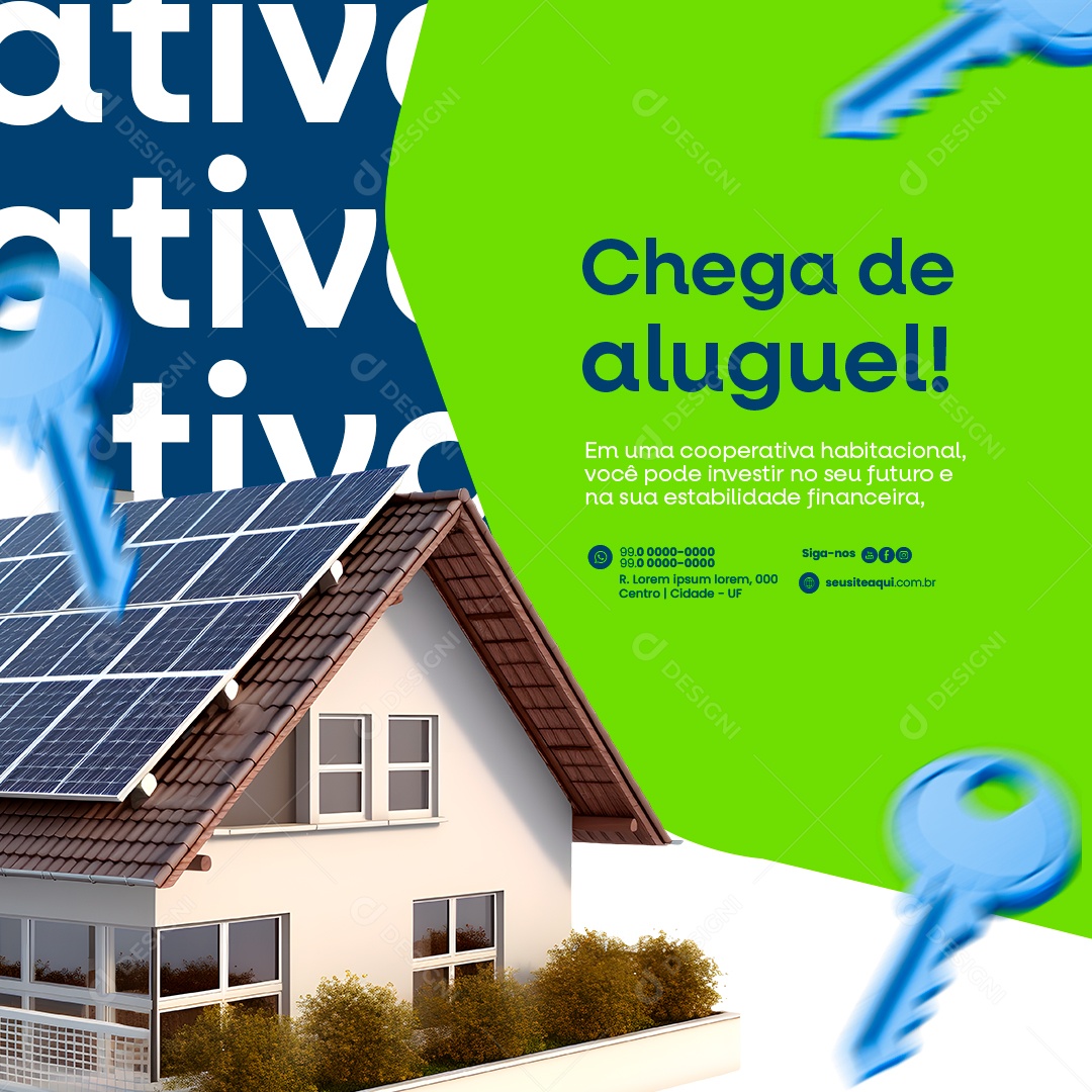 Cooperativa Habitacional Chega de aluguel Social Media PSD Editável