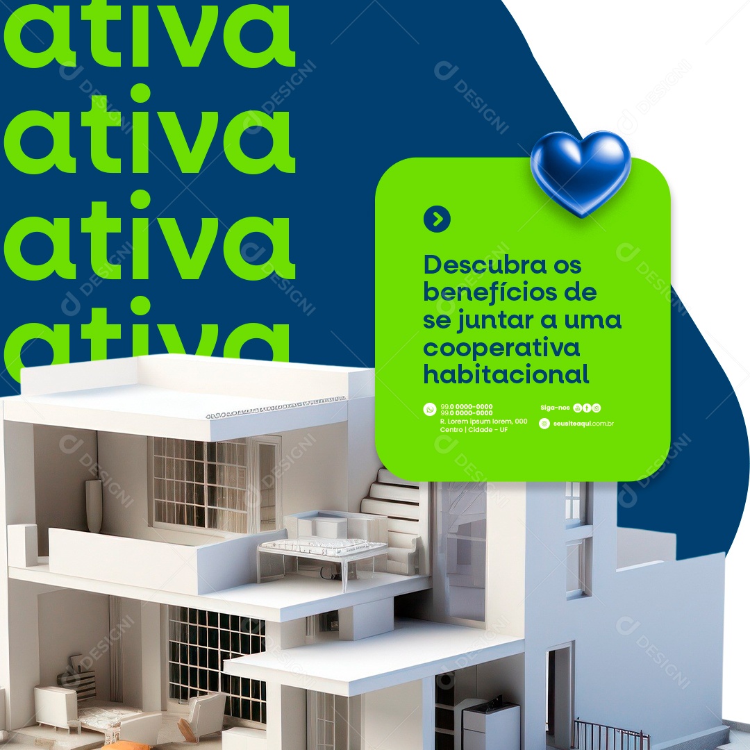 Descubra os benefícios de se juntar a uma cooperativa habitacional Social Media PSD Editável