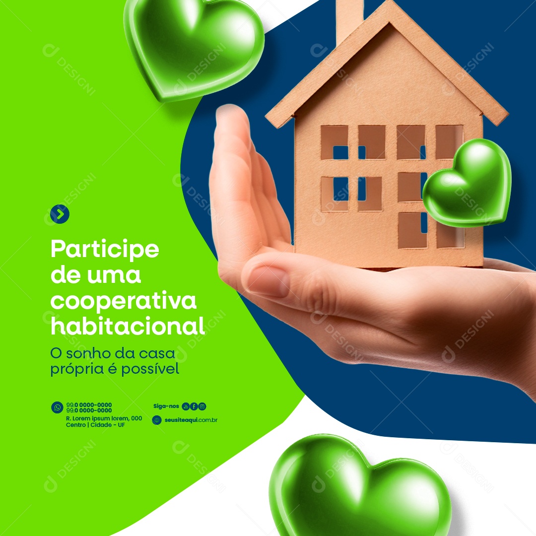 Participe de uma cooperativa habitacional Social Media PSD Editável