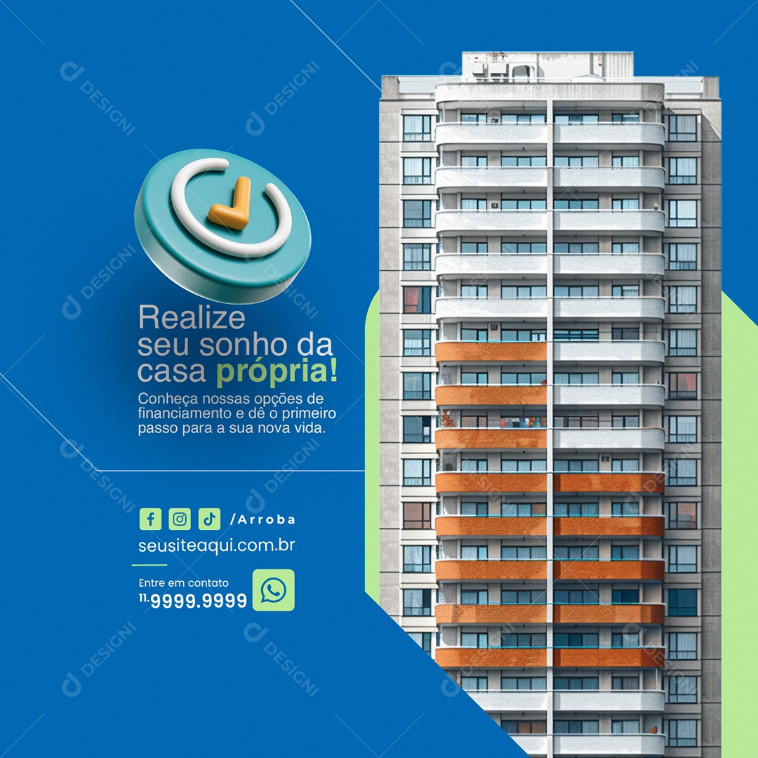 Imobiliária Realize seu sonho da casa própria Social Media PSD Editável