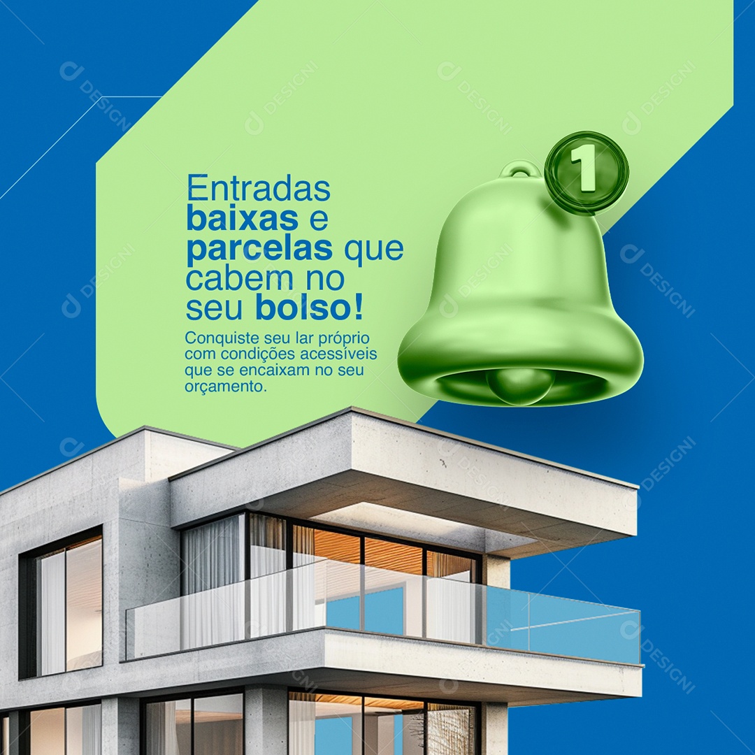 Imobiliária Entradas baixas e parcelas que cabem no seu bolso Social Media PSD Editável