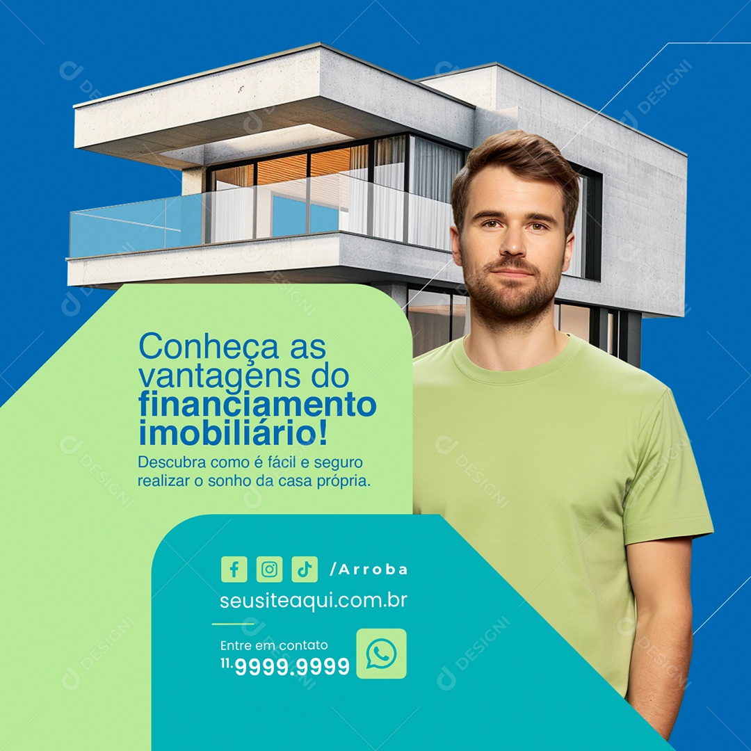 Imobiliária Conheça as vantagens do financiamento imobiliário Social Media PSD Editável