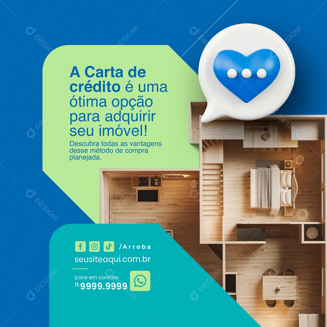 Imobiliária A Carta de crédito é uma ótima opção Social Media PSD Editável