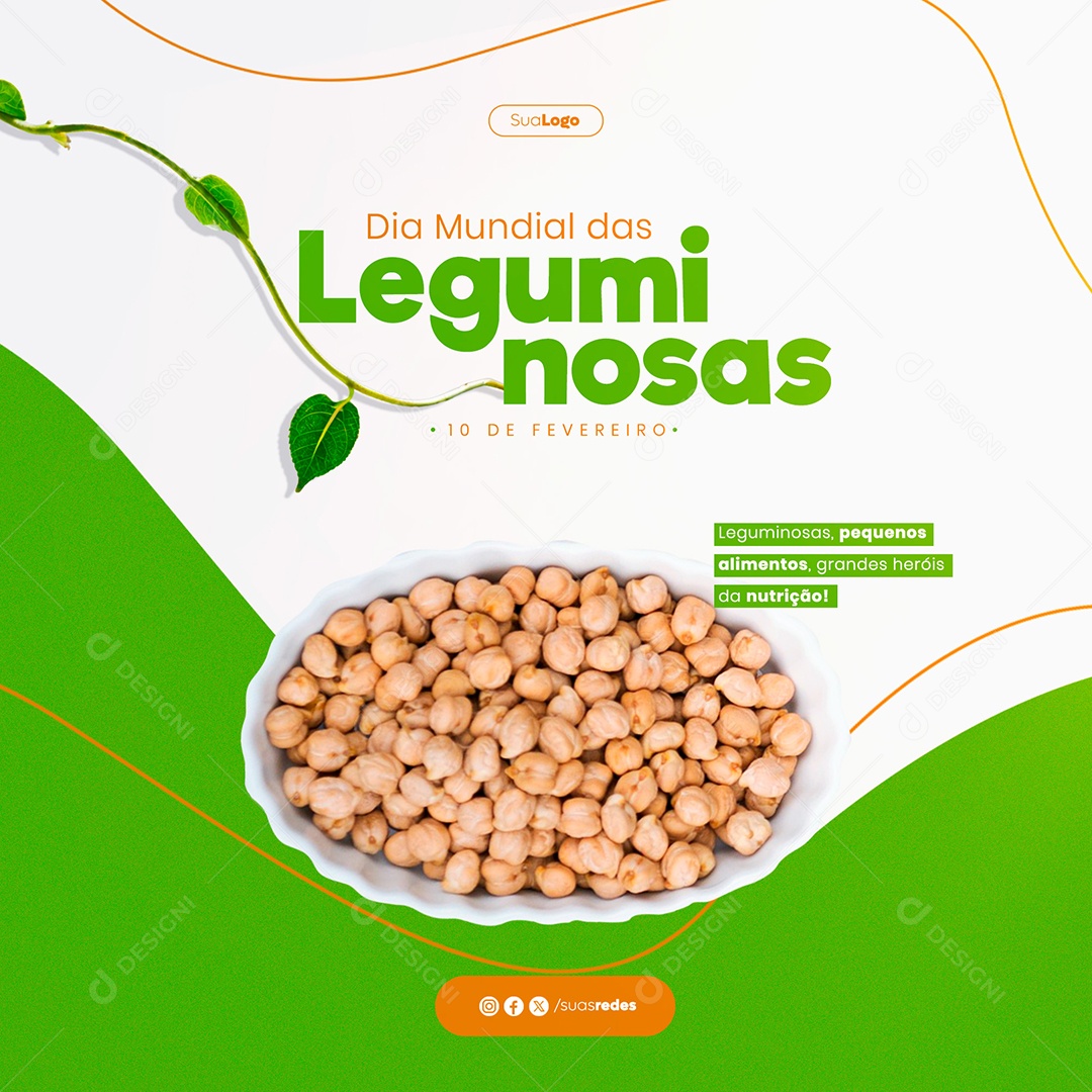Dia Mundial Leguminosas 10 de Fevereiro Pequenos Alimentos Social Media PSD Editável