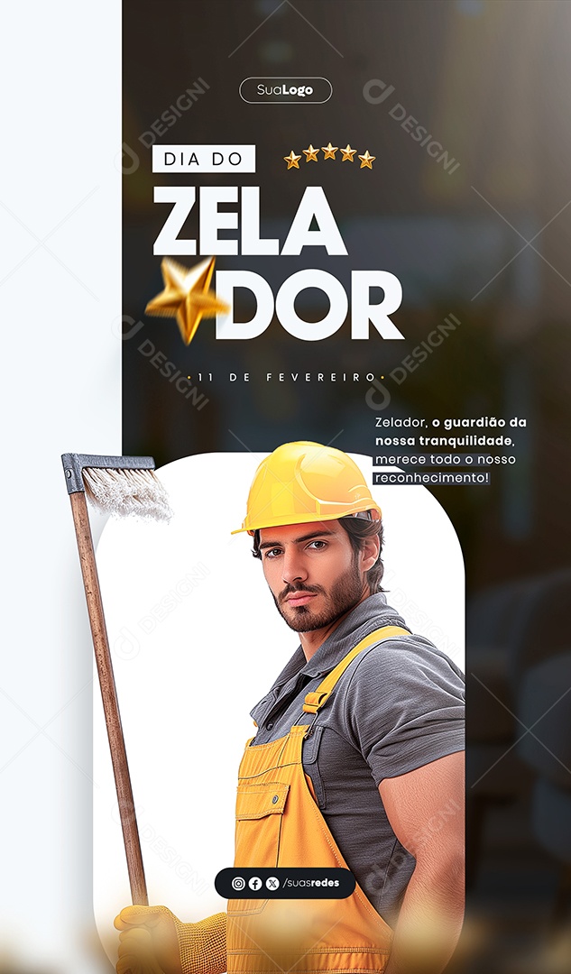 Story Dia do Zelador 11 de Fevereiro Social Media PSD Editável