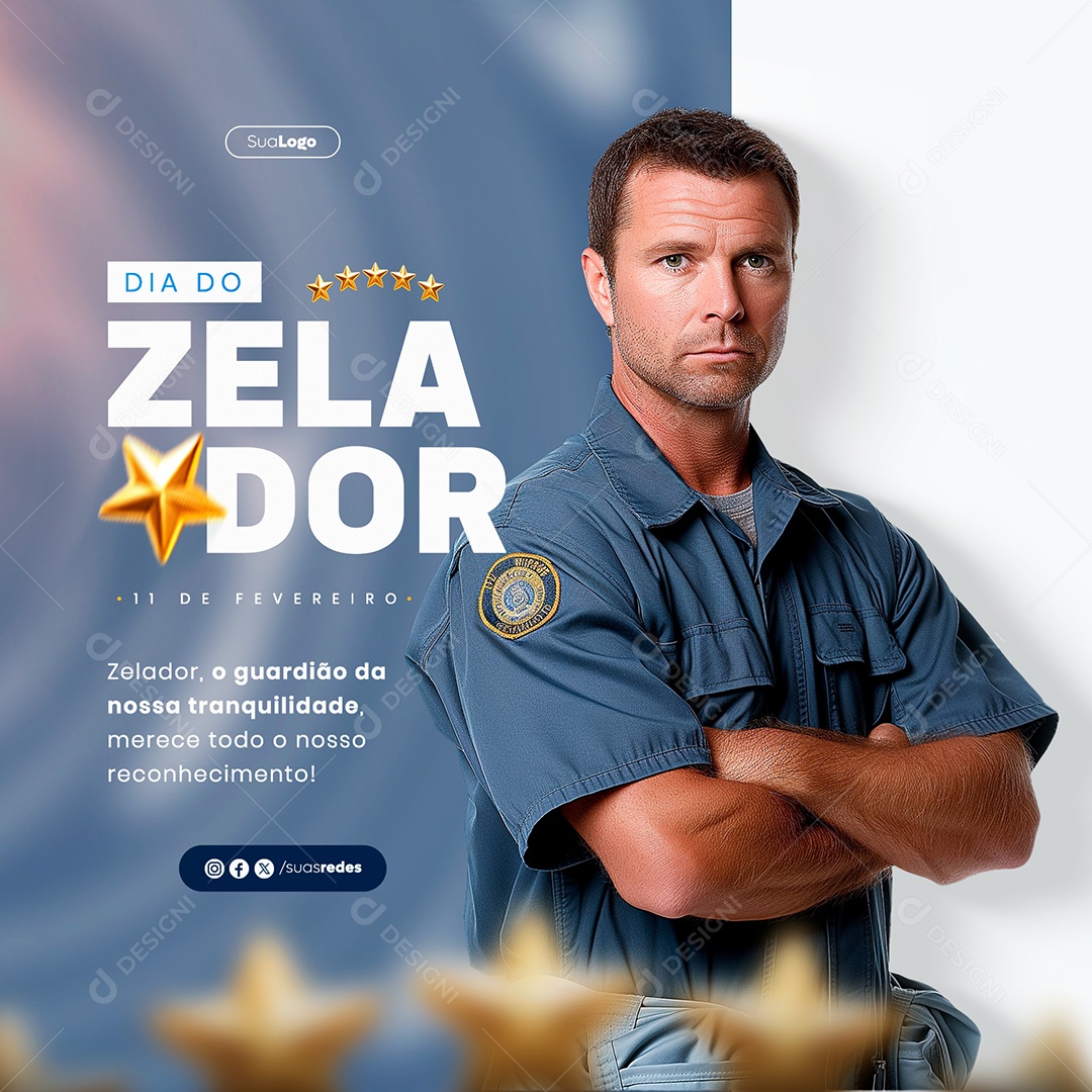 Dia do Zelador 11 de Fevereiro Merece todo o nosso Respeito Social Media PSD Editável