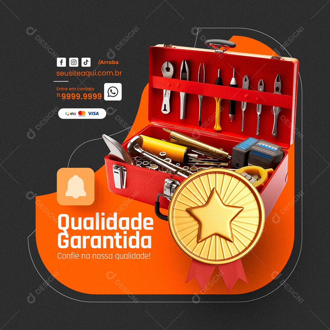 Loja de Ferramentas Caixa de Ferramenta Qualidade Garantida Social Media PSD Editável