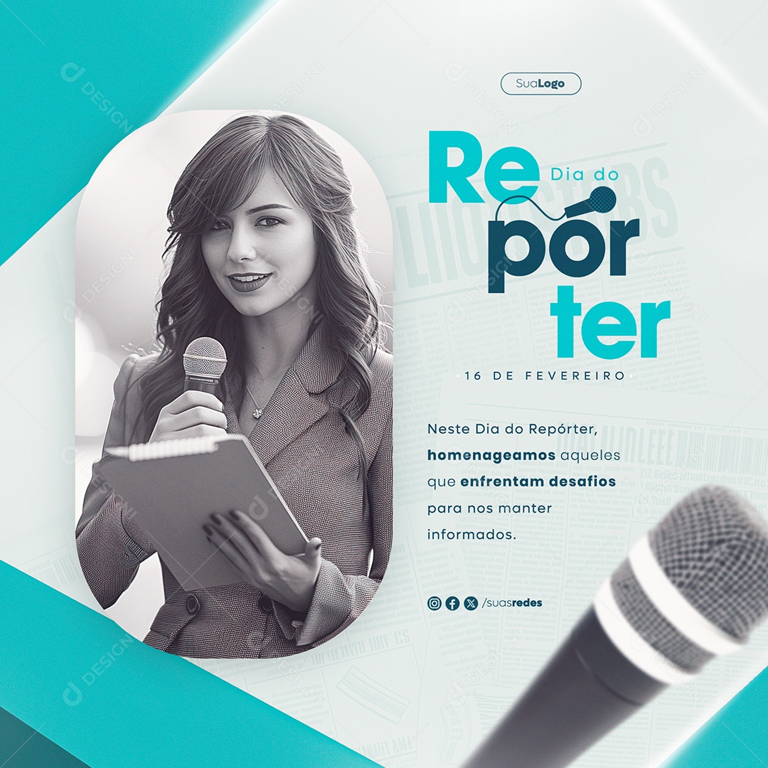 Dia Do Repórter 16 De Fevereiro Social Media PSD Editável