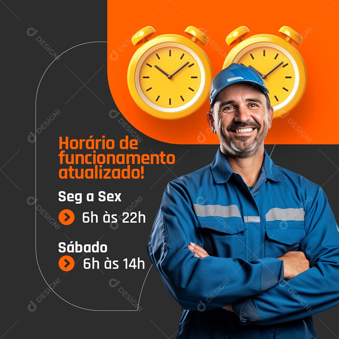 Loja de Ferramentas Horário de funcionamento atualizado Social Media PSD Editável