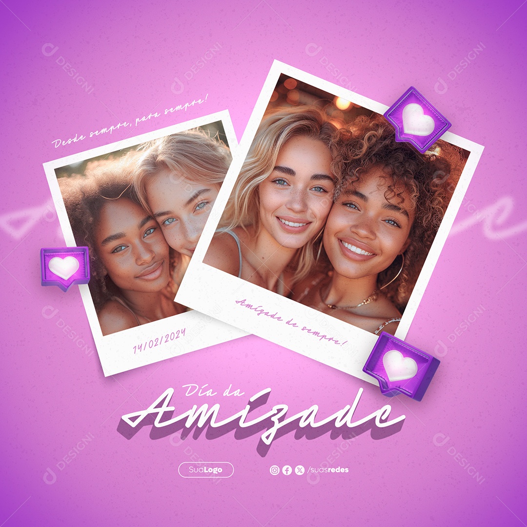 Dia da Amizade 14 de Fevereiro Social Media PSD Editável