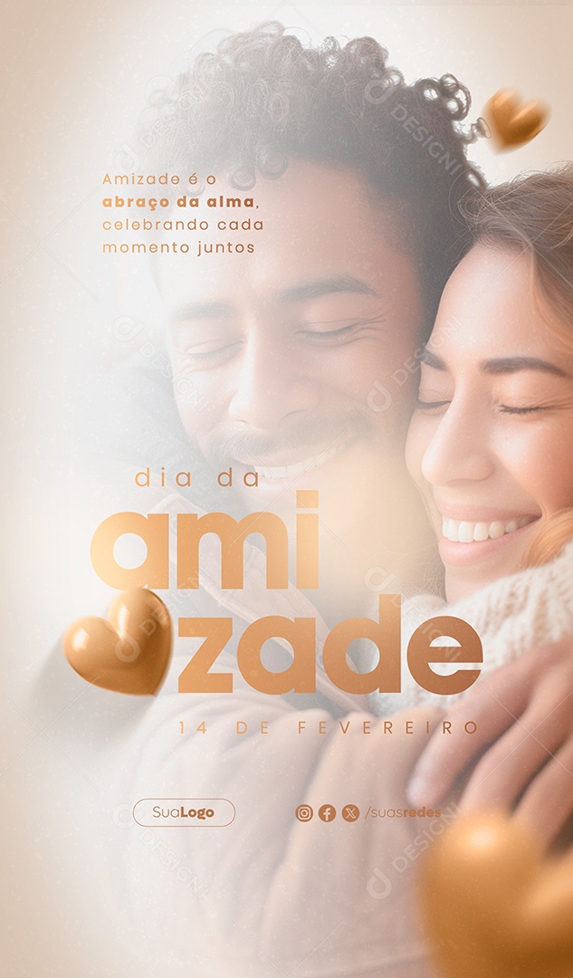 Story Dia da Amizade 14 de Fevereiro Celebrando cada Memento Juntos Social Media PSD Editável