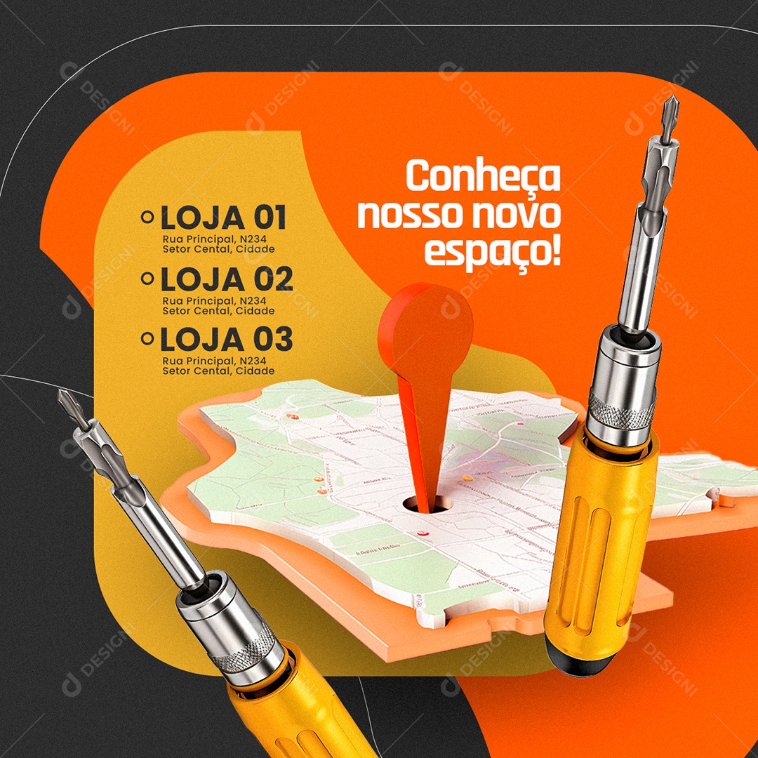 Loja de Ferramentas Jogo de chave Conheça nosso novo espaço Social Media PSD Editável