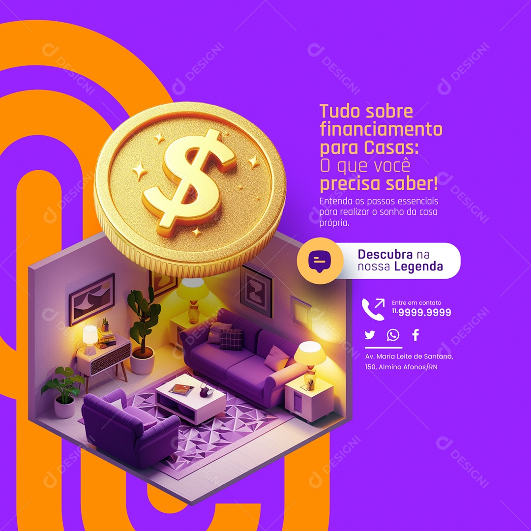 Tudo sobre financiamento para casas Social Media PSD Editável