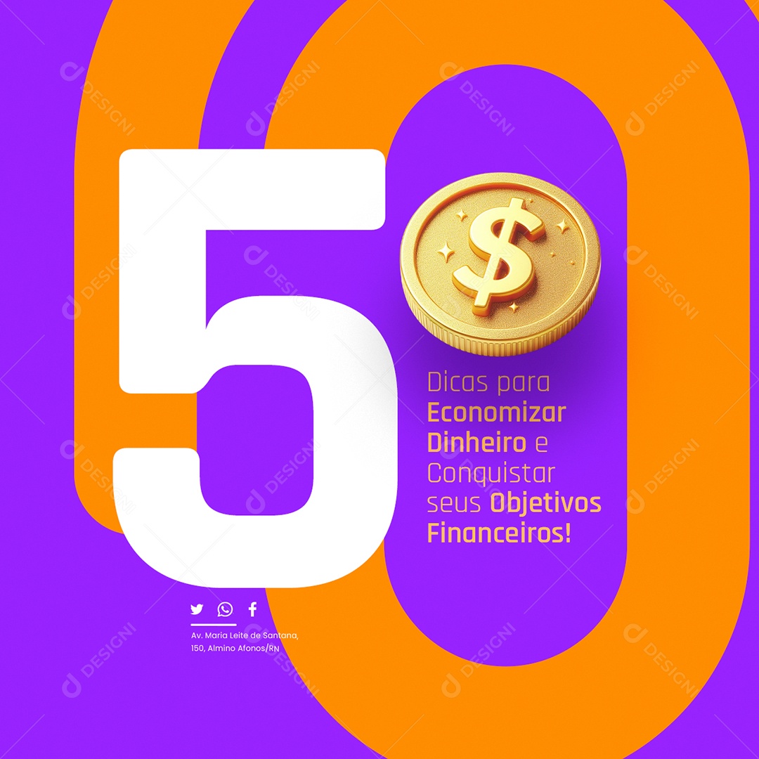 Financiamento 5 Dicas para Economizar Dinheiro Social Media PSD Editável