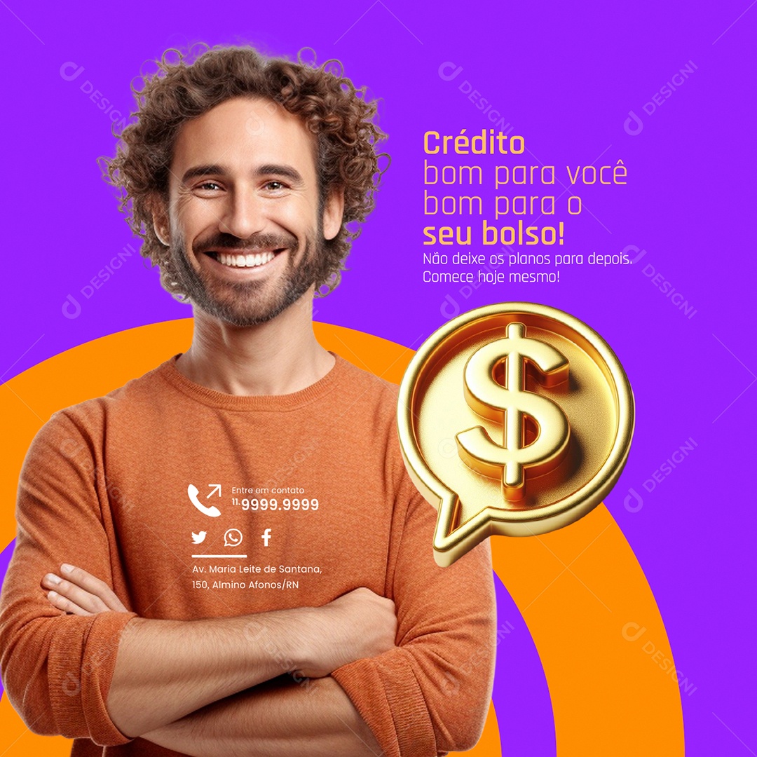 Financiamento Crédito bom para você bom para o seu bolso Social Media PSD Editável
