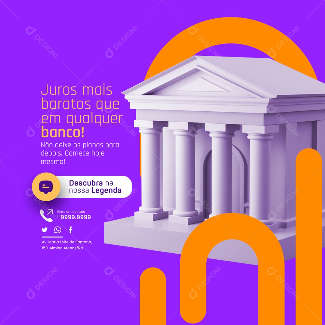 Financiamento Juros mais baratos que em qualquer banco Social Media PSD Editável