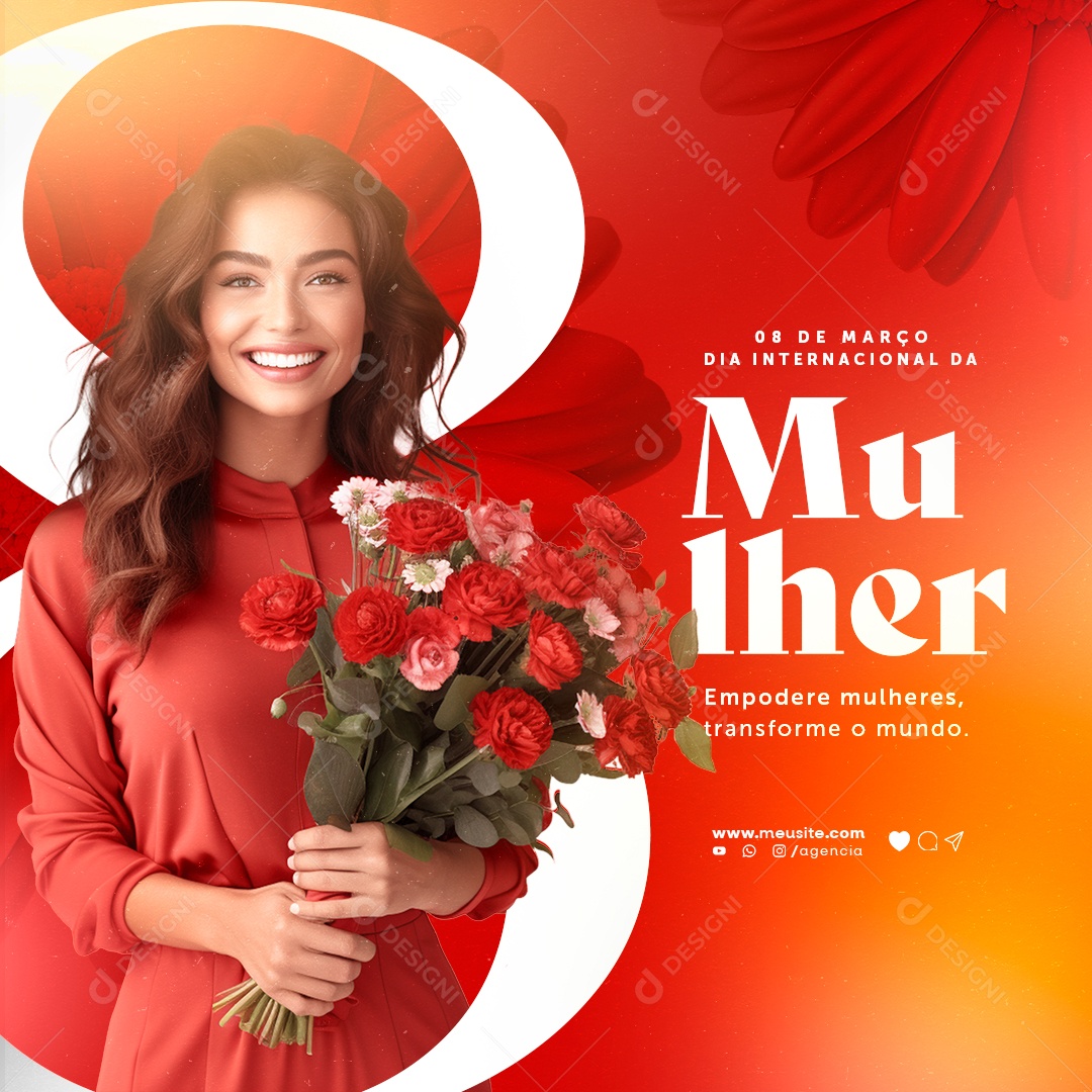 Dia Internacional das Mulheres 8 de Março Transforme o Mundo Social Media PSD Editável