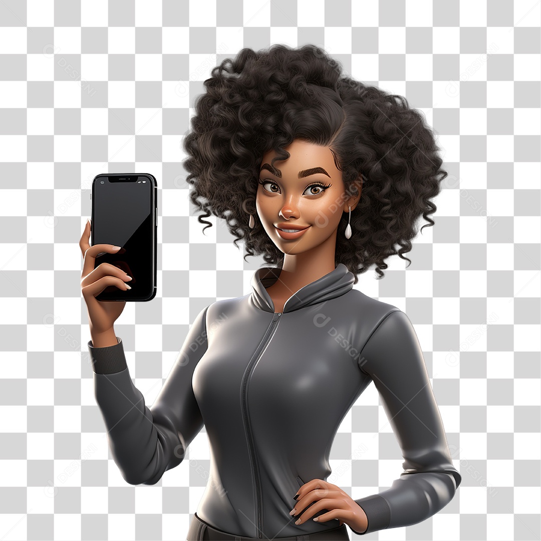 Mulher com Celular nas Mãos PNG Transparente