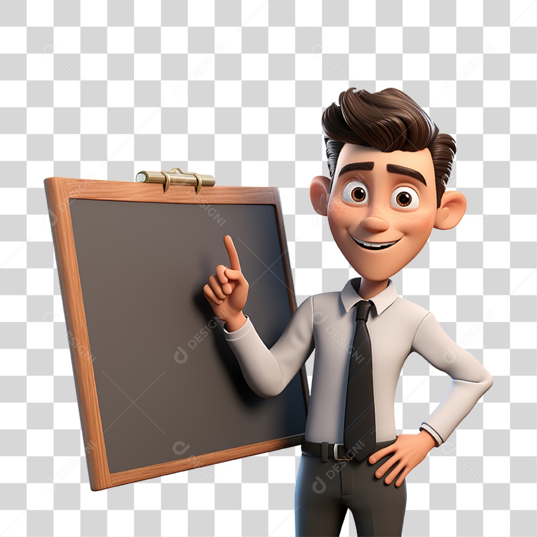Homem Professor com Quadro Negro PNG Transparente