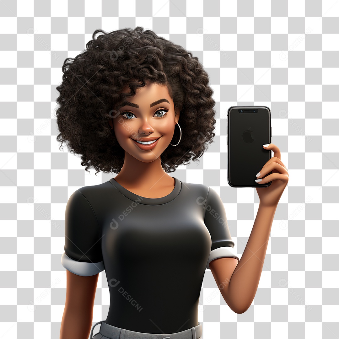 Mulher com Celular nas Mãos PNG Transparente