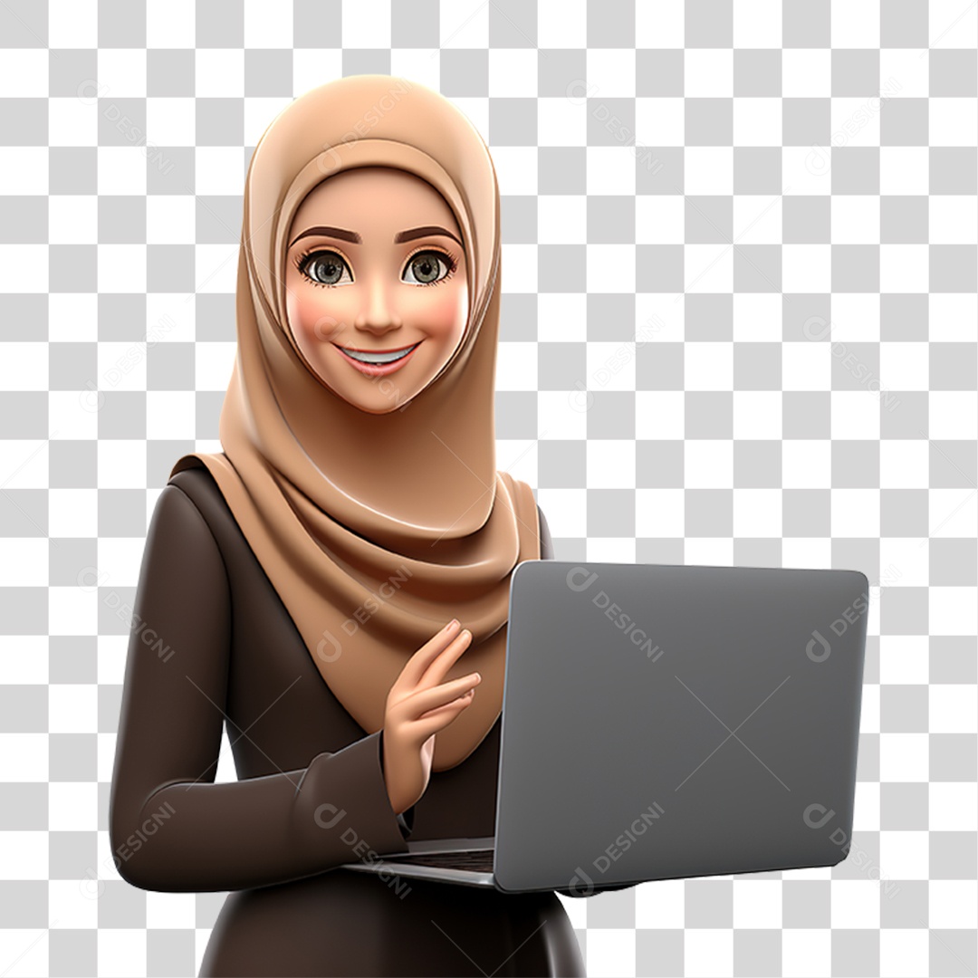Mulher com Notebook PNG Transparente