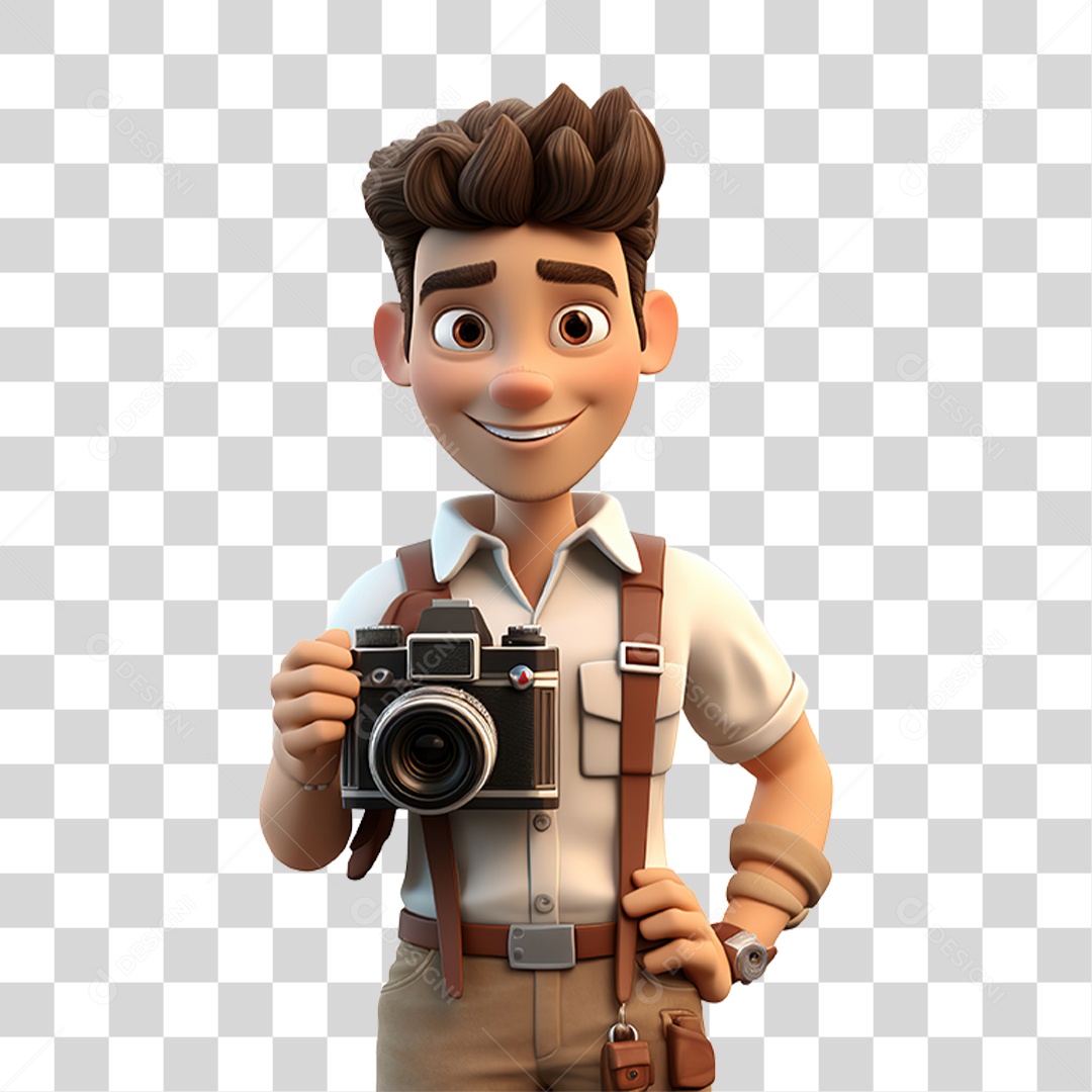 3D Element Man Photographer Character Transparent PNG