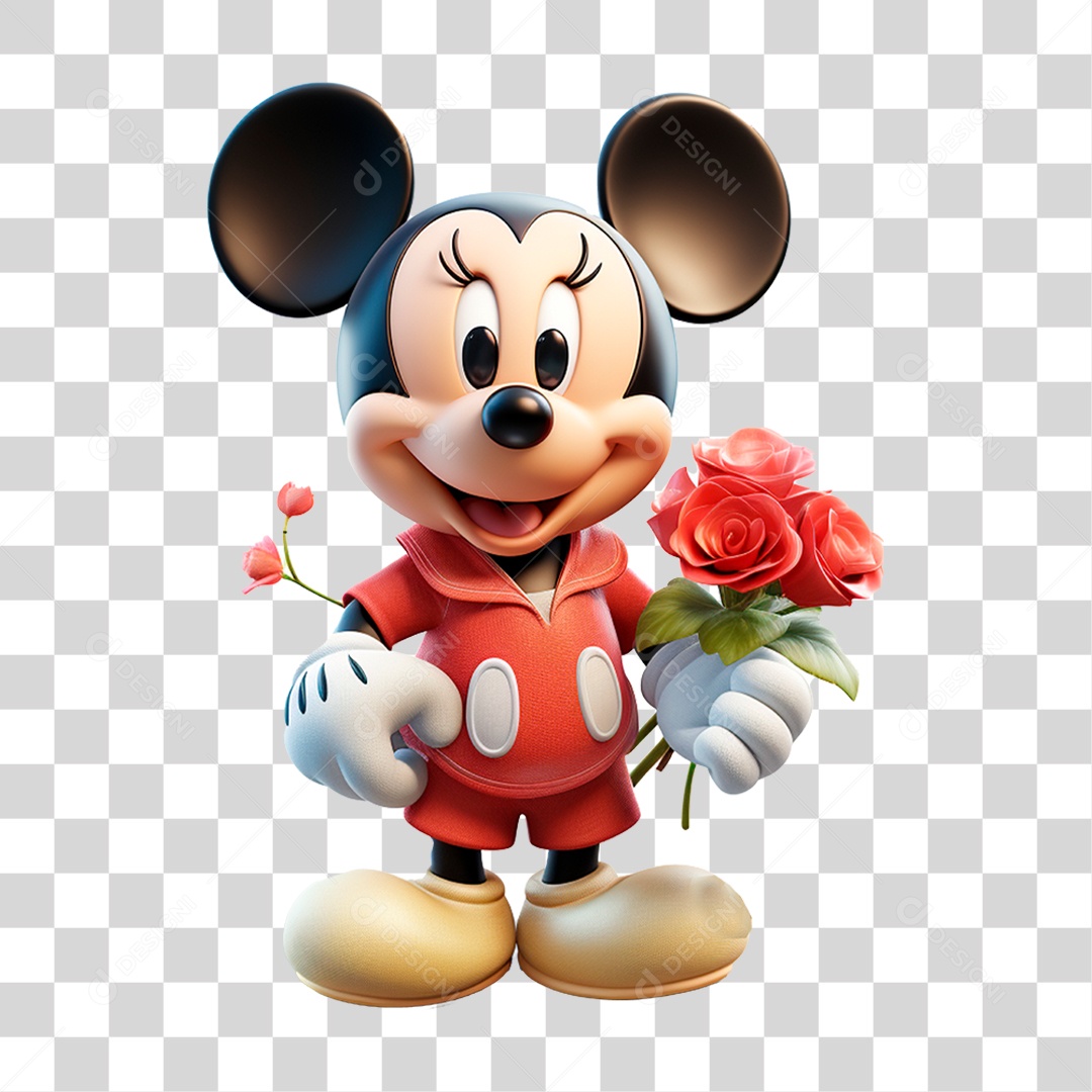 Desenho Minnie com Flores PNG Transparente