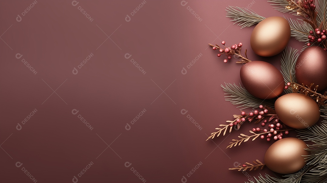 Ovos de páscoa ramos de abeto cor chocolate