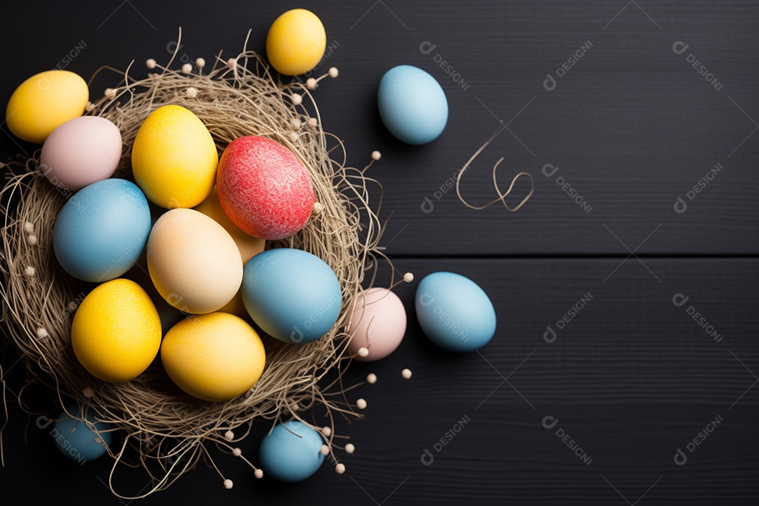 Conceito de festa de Páscoa sobre fundo preto