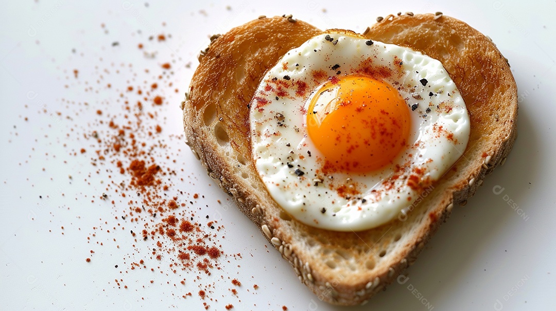 Sanduiche de ovo frito em forma de coração