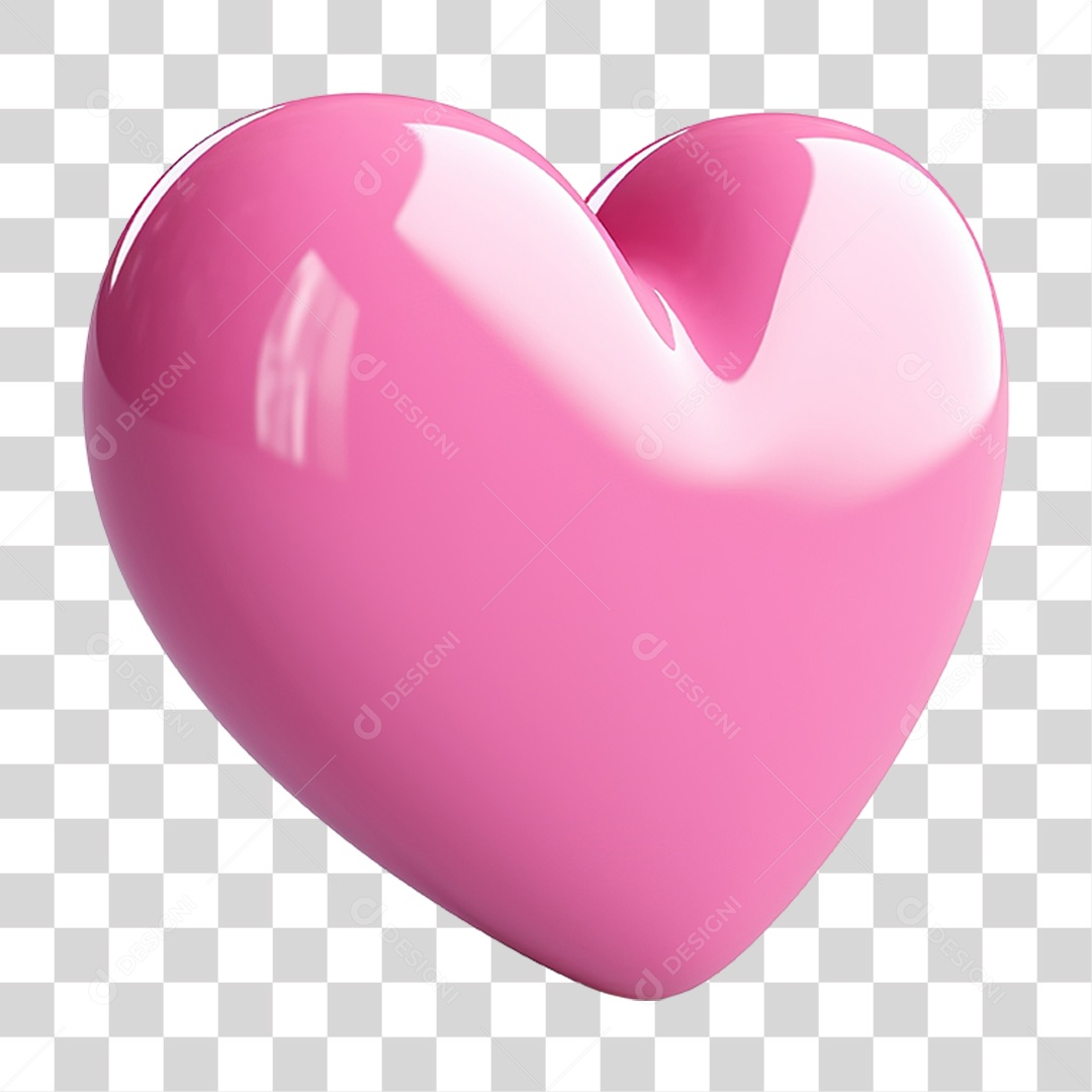 Elemento 3D Coração PNG Transparente