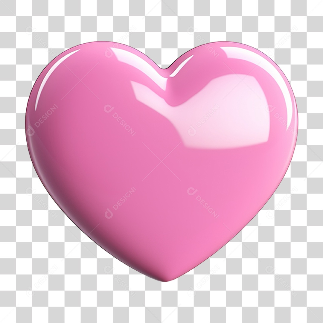 Elemento 3D Coração PNG Transparente