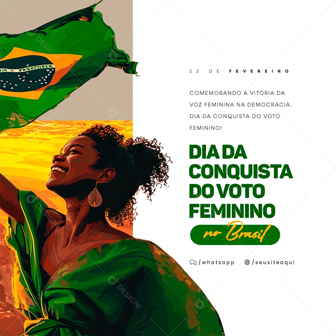 Dia da Conquista do Voto Feminino no Brasil 24 De Fevereiro Social Media PSD Editável