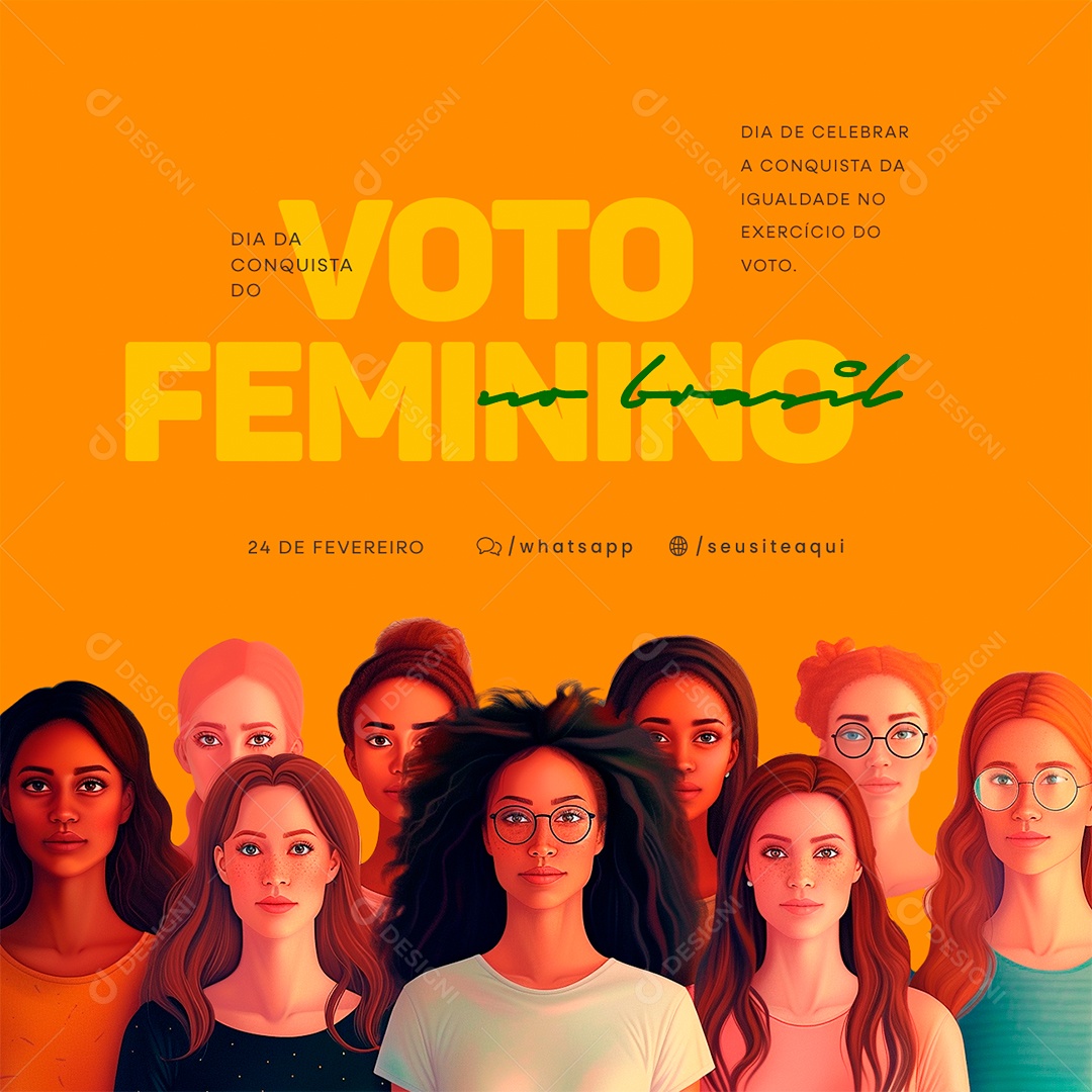 Social Media Dia da Conquista do Voto Feminino no Brasil 24 De Fevereiro PSD Editável