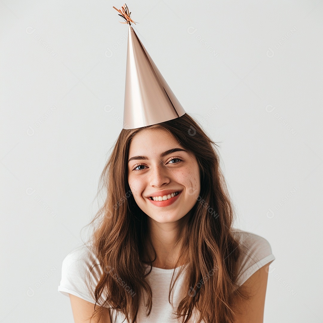 Mulher bonita usando chapéu de festa