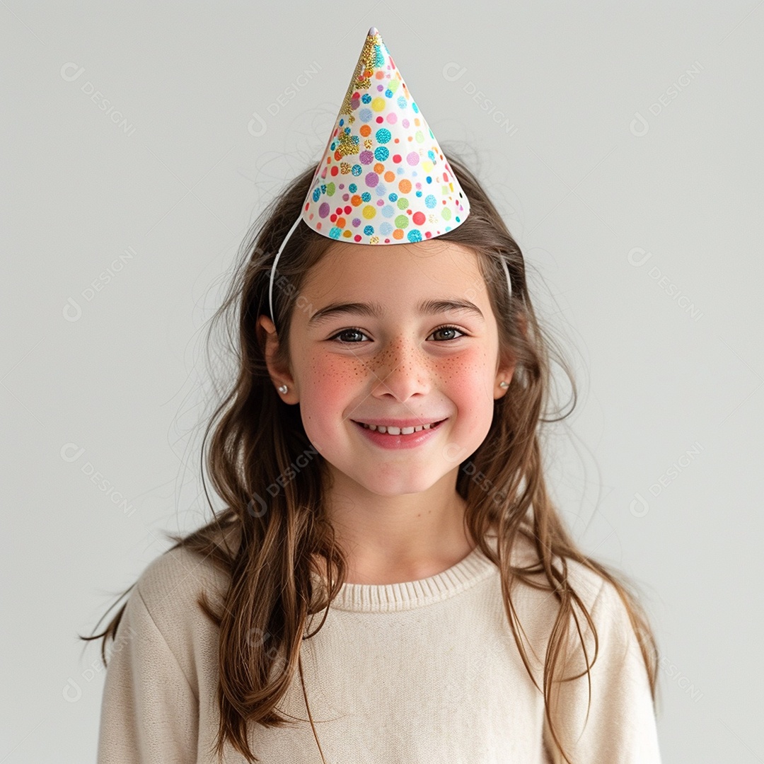 Uma linda criança sorrindo e usando chapéu de festa