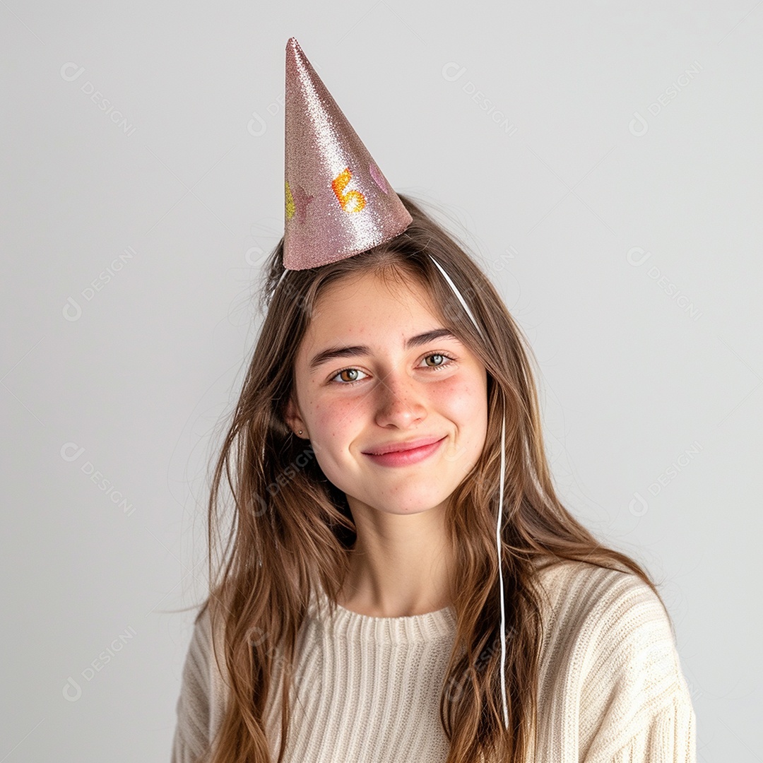 Uma jovem linda usando chapéu de festa