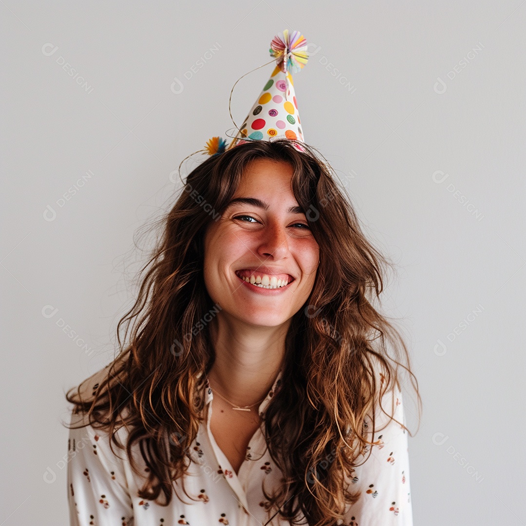 Uma linda mulher sorrindo em comemoração de aniversário