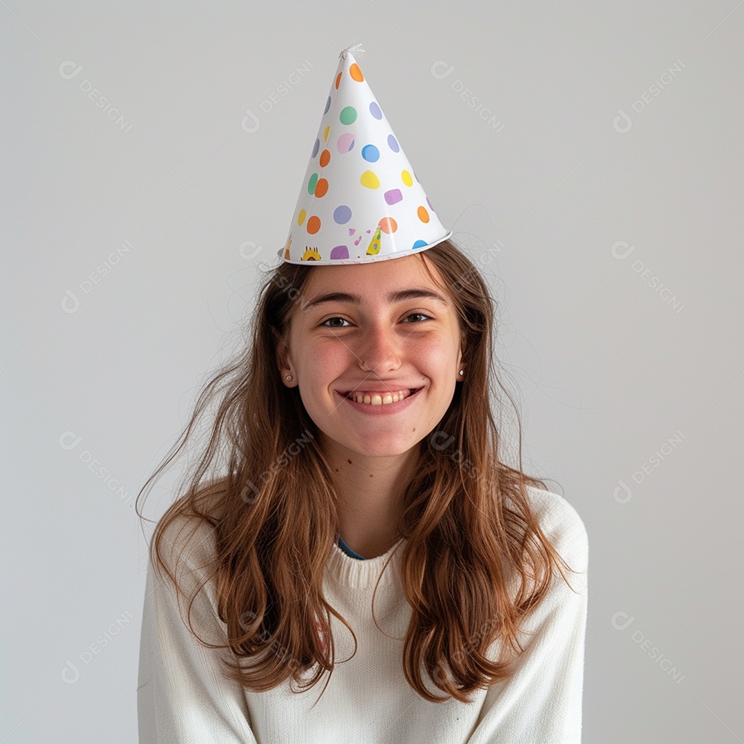 Uma jovem linda usando chapéu de festa