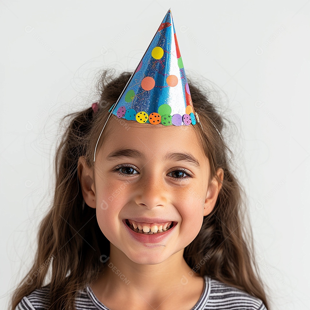Uma garota linda de cabelos claros usando chapéu de festa