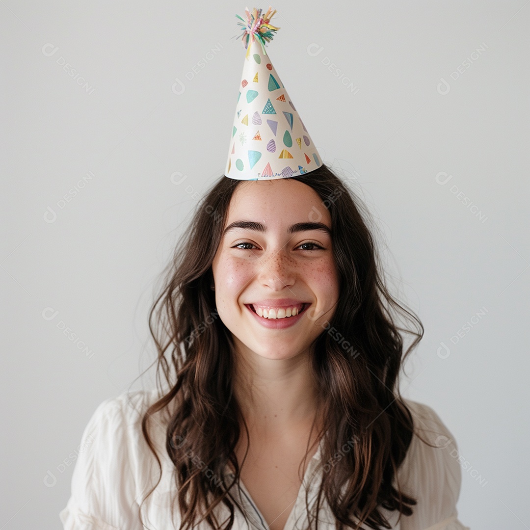 Uma linda mulher sorrindo em comemoração de aniversário