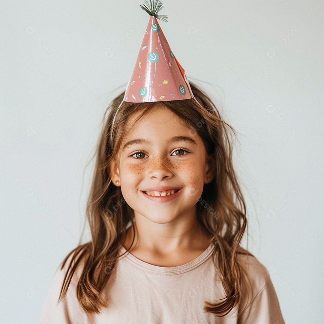 Uma garotinha linda sorrindo usando chapéu de festa