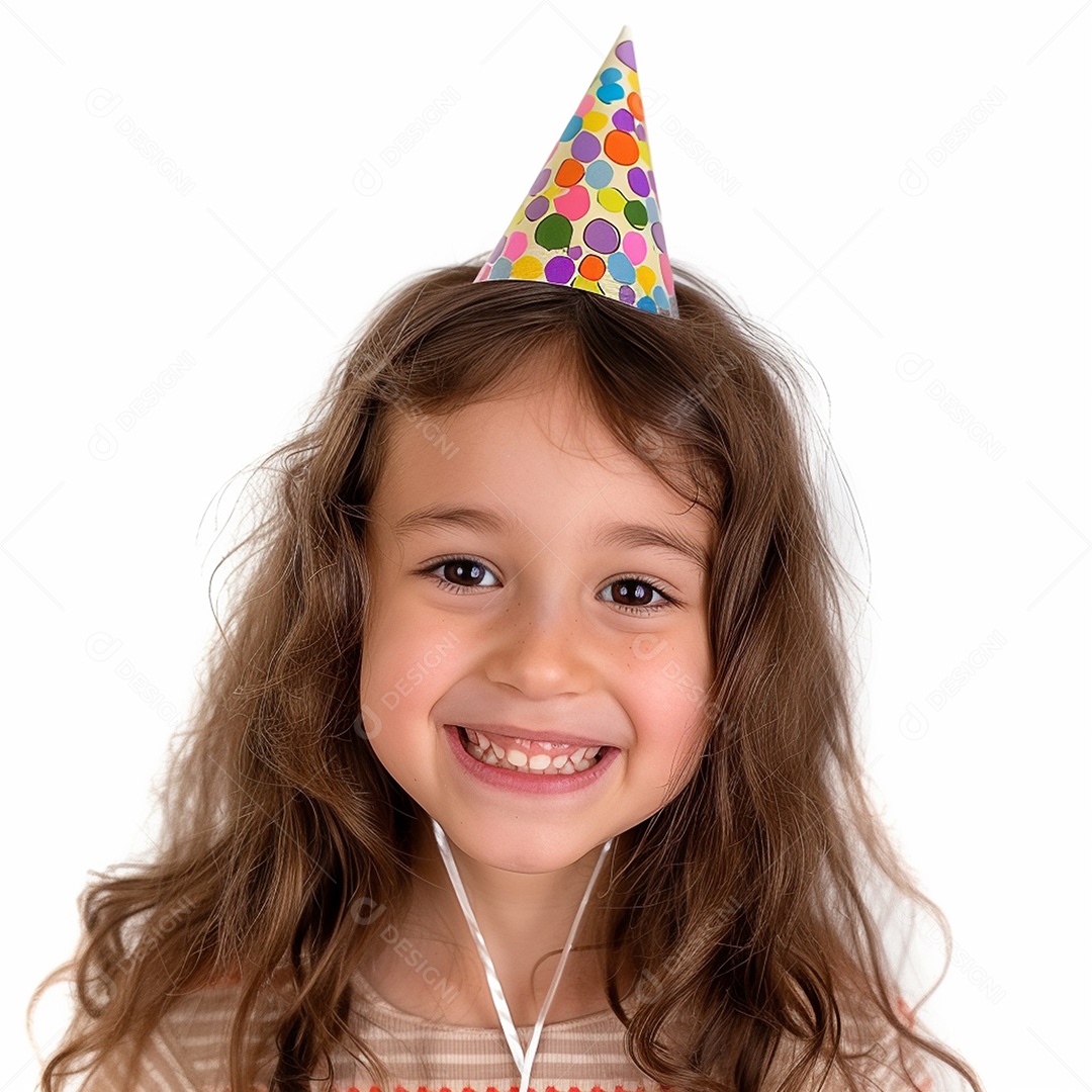 Uma linda criança de cabelos claros usando chapéu de festa