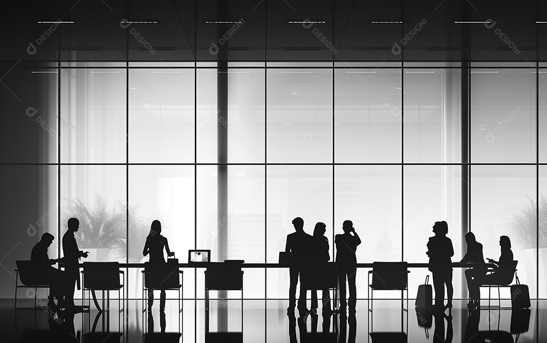 Sala com pessoas para reunião