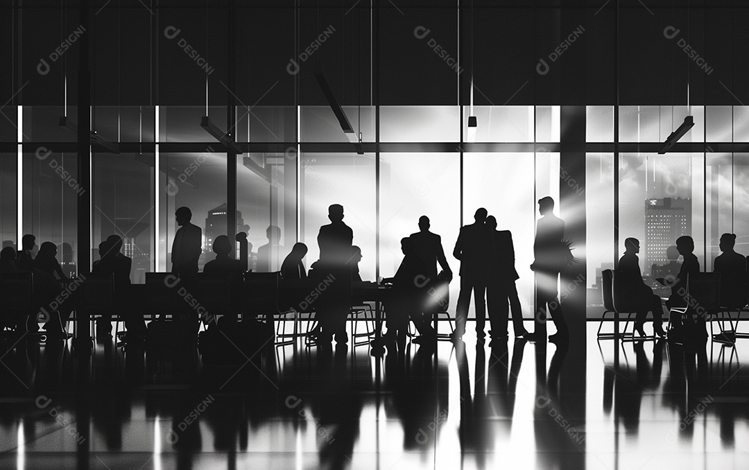 Uma sala cheia de pessoas conversando