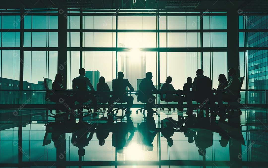 Sala com pessoas para reunião